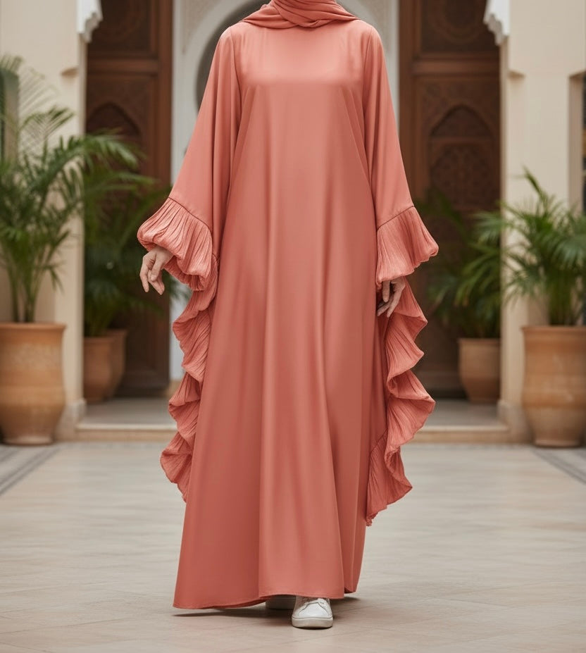 Zulaikha Pink Satin Abaya