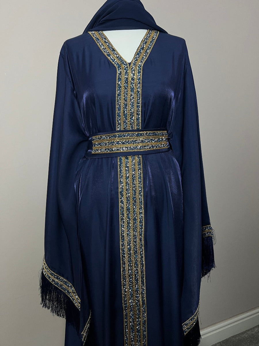 Luxury Eid Abaya Set by Dubayaluxe in navy