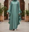 Zulaikha Aqua Blue Satin Abaya