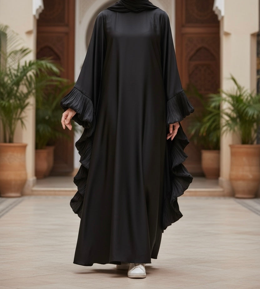Zulaikha Black Satin Abaya