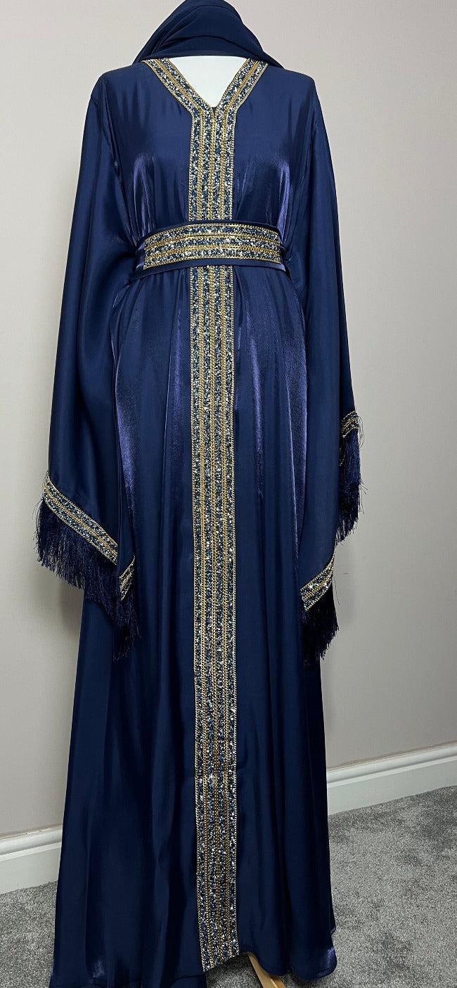 Luxury Eid Abaya Set by Dubayaluxe in navy