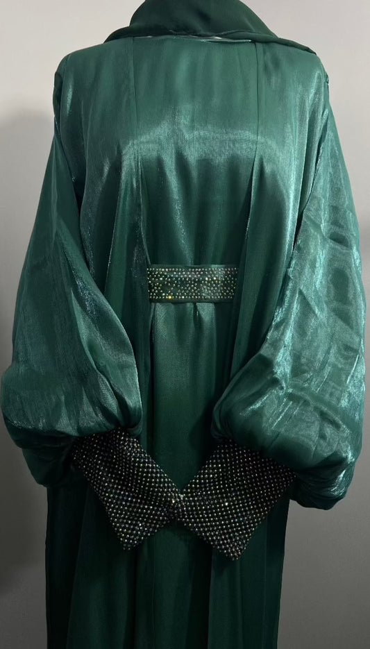 Emerald 4 piece abaya set Women's Abayas, Muslim modest Fashion, abaya with jewels